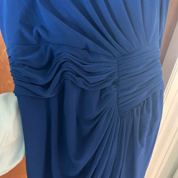 Renee Ruiz Slinky Blue Long Sleeve Ruched Maxi Dress Size 4 - Picture 6 of 8